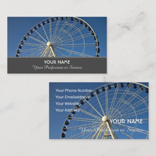 Carte De Visite Belle roue blanche ferris devant le ciel bleu b (Devant / Derrière)