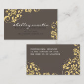 Carte De Visite BELLÉ vert clair tourbillon motif jaune brun (Devant / Derrière)