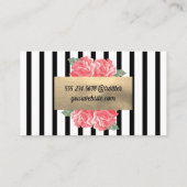 Carte De Visite Belles Fleurs Chic Vertical Striped (Dos)