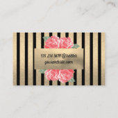 Carte De Visite Belles Fleurs Chic Vertical Striped (Doré) (Dos)