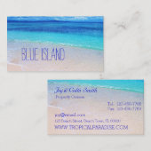 Carte De Visite Belles nuances de plage de l'eau bleue (Devant / Derrière)