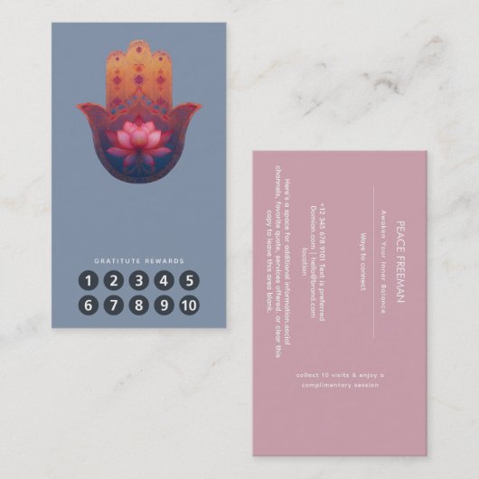Carte De Visite Bénédiction du Lotus | Main de Hamsa (Devant / Derrière)