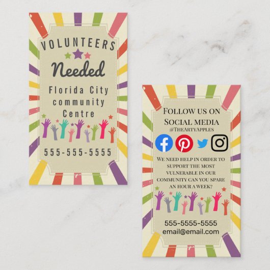 Carte De Visite bénévoles vulnérables covid-19 soutien communautai (Devant / Derrière)