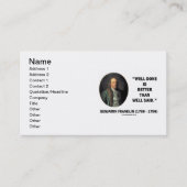 Carte De Visite Benjamin Franklin Bien Fait Mieux Est Bien Dit (Devant)
