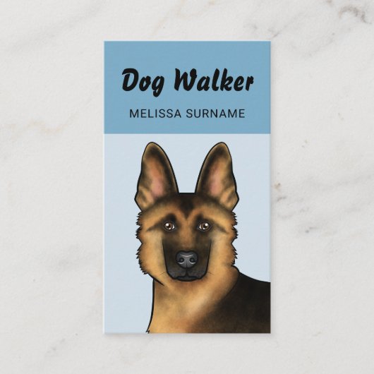 Carte De Visite Berger Allemand Chien Walker Service pour animaux  (Devant)