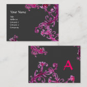 Carte De Visite BÉRIES MAGIQUES MONOGRAM gris violet rose blanc (Devant / Derrière)