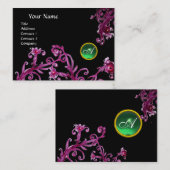 Carte De Visite BÉRIES MAGIQUES MONOGRAM noir gemme vert (Devant / Derrière)