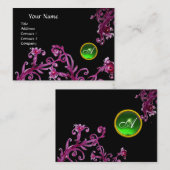 Carte De Visite BÉRIES MAGIQUES MONOGRAM noir gemme vert (Devant / Derrière)