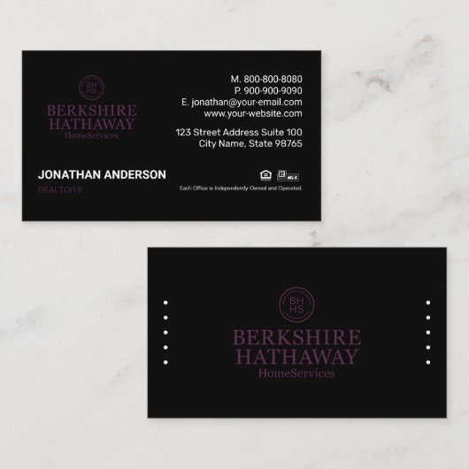 Carte de visite Berkshite Hathaway (Devant / Derrière)