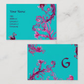 Carte De Visite BERRIES MAGIQUES bleu rouge violet MONOGRAM (Devant / Derrière)