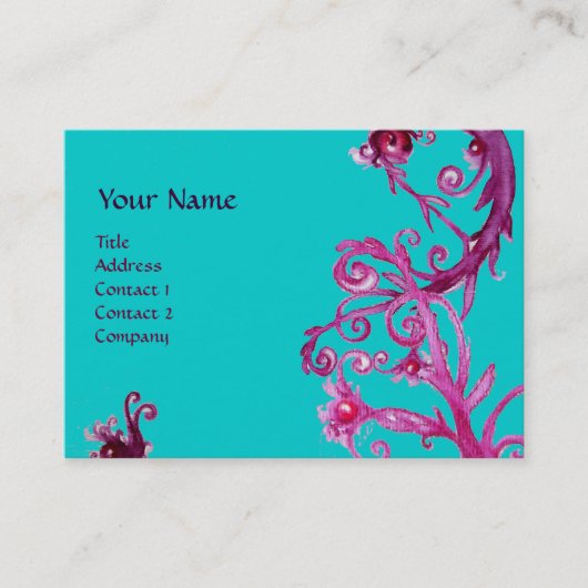 Carte De Visite BERRIES MAGIQUES bleu rouge violet MONOGRAM (Devant)