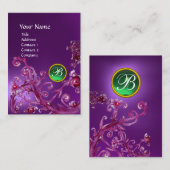 Carte De Visite BERRIES MAGIQUES GEM VERT MONOGRAM améthyste viole (Devant / Derrière)