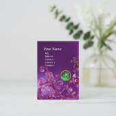 Carte De Visite BERRIES MAGIQUES GEM VERT MONOGRAM améthyste viole (Debout devant)