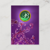 Carte De Visite BERRIES MAGIQUES GEM VERT MONOGRAM améthyste viole (Dos)