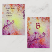 Carte De Visite BERRIES MAGIQUES MONOGRAM blanc violet fuchsia (Devant / Derrière)