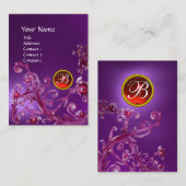 Carte De Visite BERRIES MAGIQUES MONOGRAM GEM améthyste violet rou (Devant / Derrière)