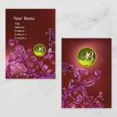 Carte De Visite BERRIES MAGIQUES MONOGRAM GEM rubis rouge jaune (Devant / Derrière)