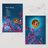 Carte De Visite BERRIES MAGIQUES MONOGRAM GEM saphir bleu orange (Devant / Derrière)