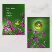 Carte De Visite BERRIES MAGIQUES MONOGRAM GEM vert émeraude jaune (Devant / Derrière)