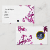 Carte De Visite BERRIES MAGIQUES MONOGRAM gemme lin bleu (Devant / Derrière)