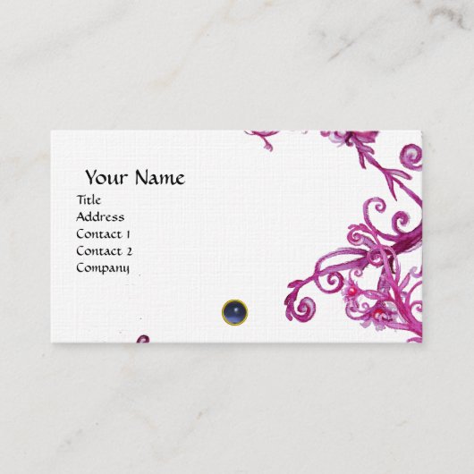 Carte De Visite BERRIES MAGIQUES MONOGRAM gemme lin bleu (Devant)