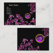 Carte De Visite BERRIES MAGIQUES MONOGRAM gemme noir violet (Devant / Derrière)