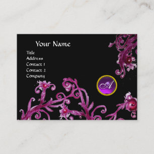 Carte De Visite BERRIES MAGIQUES MONOGRAM gemme noir violet