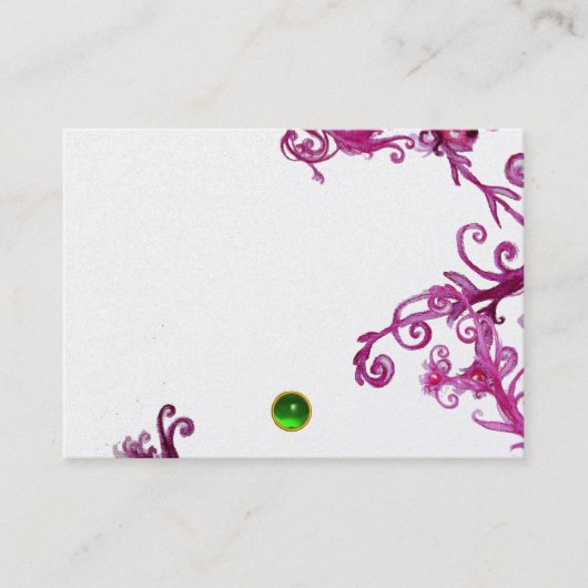 Carte De Visite BERRIES MAGIQUES MONOGRAM Green Gem, Pearle blanch (Devant)