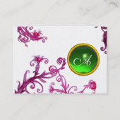 Carte De Visite BERRIES MAGIQUES MONOGRAM Green Gem, Pearle blanch (Dos)