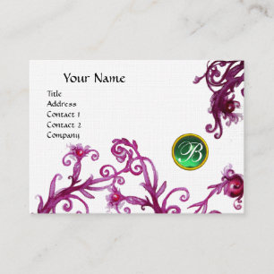 Carte De Visite BERRIES MAGIQUES MONOGRAM jade lin vert