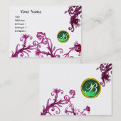 Carte De Visite BERRIES MAGIQUES MONOGRAM Jade vert blanc (Devant / Derrière)