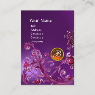 Carte De Visite BERRIES MAGIQUES MONOGRAM ORANGE GEM améthyste vio