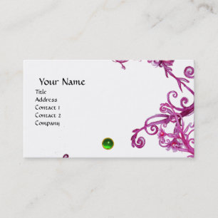 Carte De Visite BERRIES MAGIQUES MONOGRAM vert gemme blanc