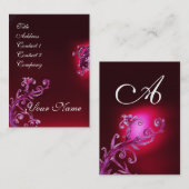 Carte De Visite BERRIES MAGIQUES MONOGRAM violet rouge bordeaux (Devant / Derrière)