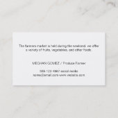 Carte De Visite Berries / Marchés fermiers (Dos)