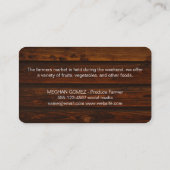 Carte De Visite Berries mixtes / Marché des fermiers (Dos)