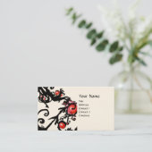 Carte De Visite BERRIES NOIRES SWIRLS crème métallique (Debout devant)