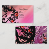 Carte De Visite BERRIES NOIRES SWIRLS rouge noir soie rose (Devant / Derrière)