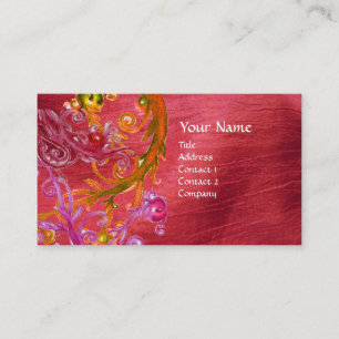 Carte De Visite BERRIES ROUGES SWIRLS fuchsia perle métallique