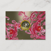 Carte De Visite BERRIES ROUGES SWIRLS GEMSTONE gris (Dos)