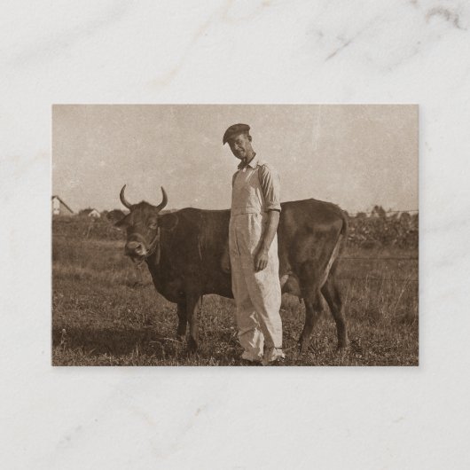 Carte De Visite Bessie la vache et son agriculteur (Devant)