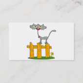 Carte De Visite bête chat gris debout sur une clôture caricature (Dos)