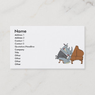 Carte De Visite bête rhinocéros jouant du piano pianiste dessin