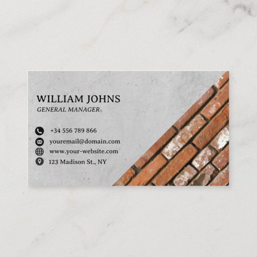 Carte De Visite Béton et briques Construction murale ou architecte (Dos)