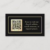 Carte De Visite Bible à code QR or et noir d'église (Dos)