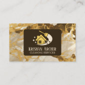 Carte De Visite Biege Gold Brown Marbre Services de nettoyage des  (Dos)