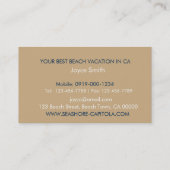 Carte De Visite BIENVENUE ! Beach Sunset Beach Location de maisons (Dos)