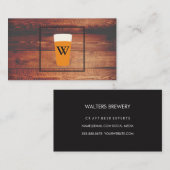 Carte De Visite Bière artisanale Bois rustique Élément Carré Monog (Devant / Derrière)