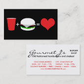 Carte De Visite bière + hamburger = amour (Devant / Derrière)