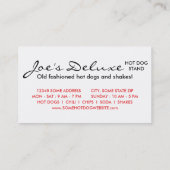 Carte De Visite bière + hot dogs = amour (Dos)